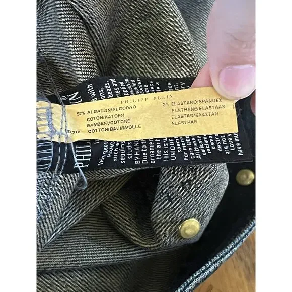 Philipp Plein Women's Denim Pencil Skirt Button front Military Sz M knee length - Picture 6 of 11